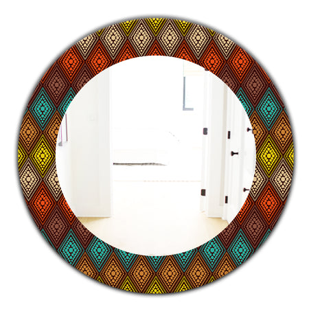 Triangular Colourfields 14 - Modern Mirror - Oval or Round Wall Mirror