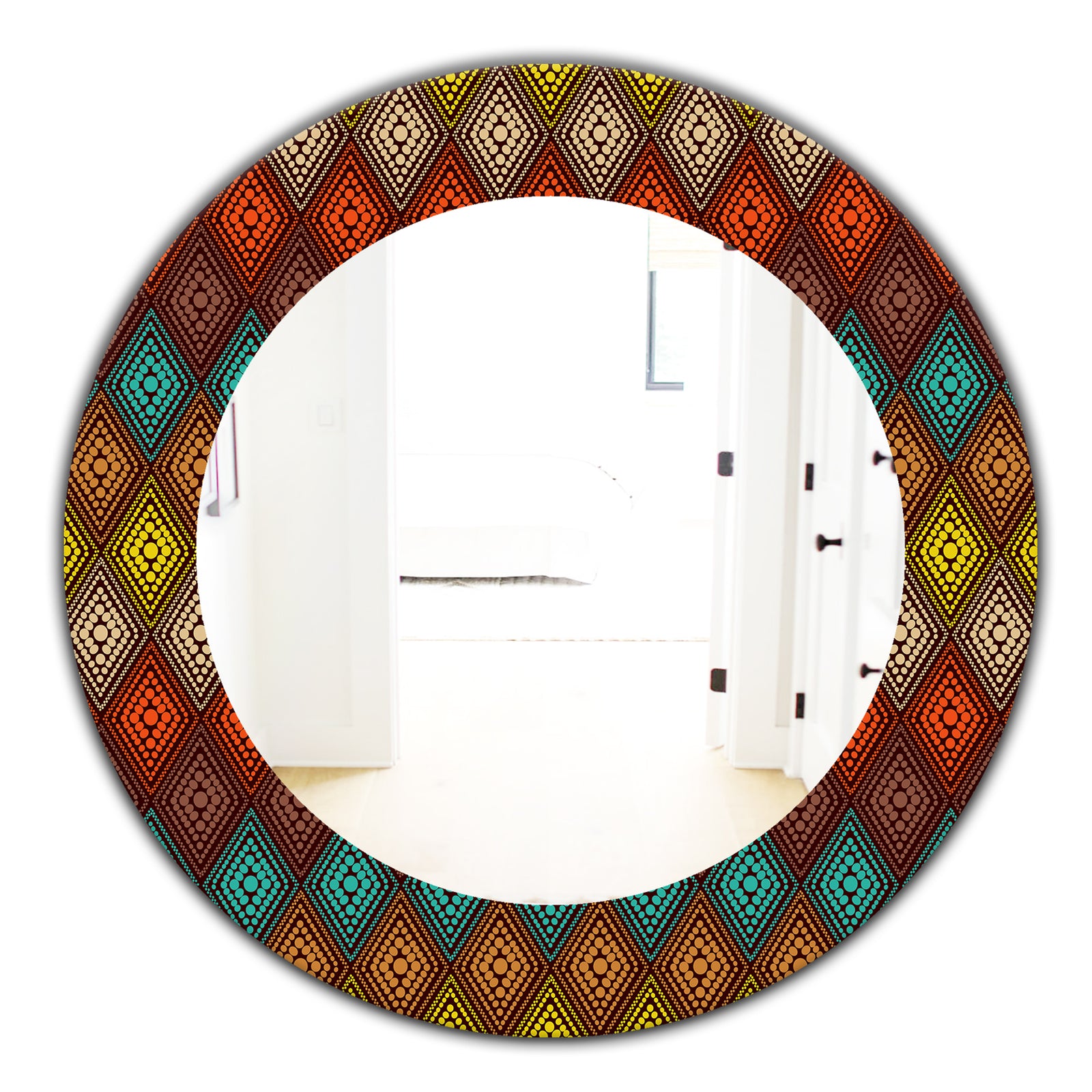 Triangular Colourfields 14 - Modern Mirror - Oval or Round Wall Mirror