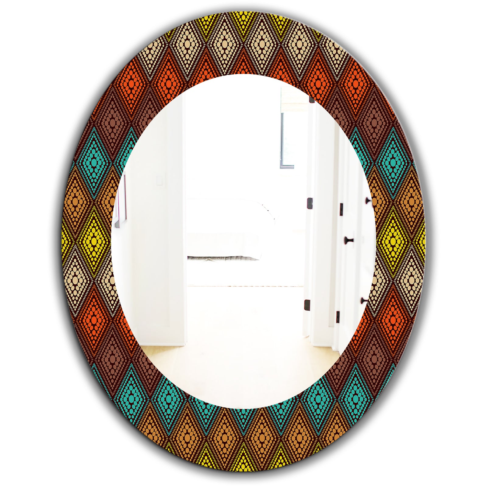 Triangular Colourfields 14 - Modern Mirror - Oval or Round Wall Mirror