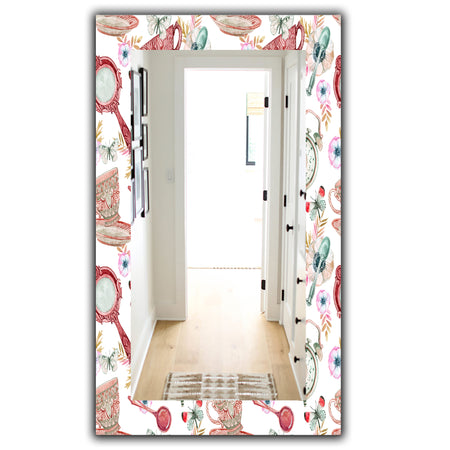 Watercolor Tea Pattern - Modern Mirror - Wall Mirror