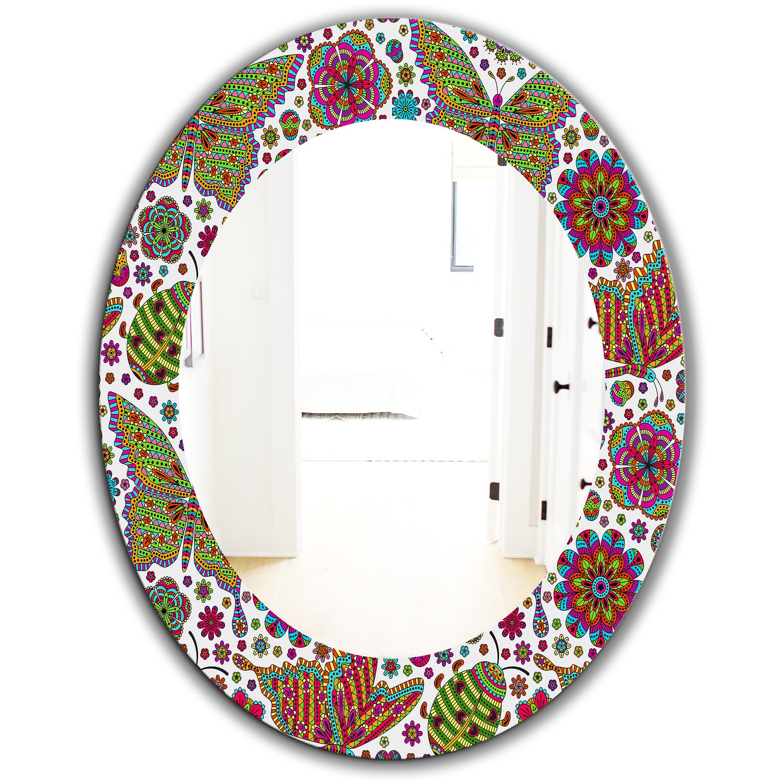Butterfly 3 - Bohemian & Eclectic Mirror - Oval or Round Wall Mirror