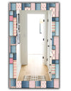 Pink Patchwork Pattern - Mid-Century Mirror - Wall Mirror