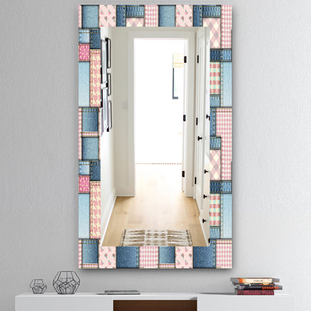 Pink Patchwork Pattern - Mid-Century Mirror - Wall Mirror