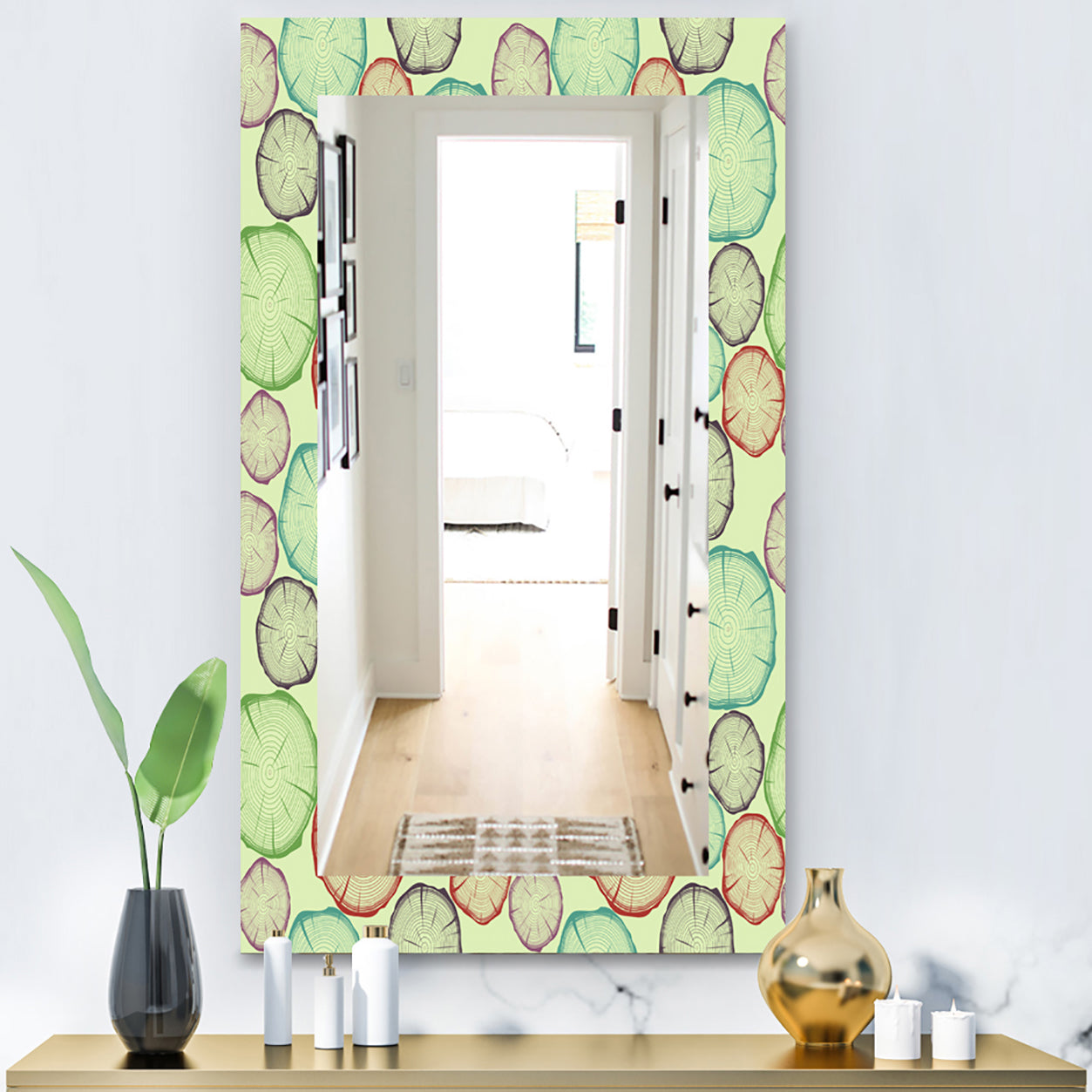 Pattern With Tree Rings - Bohemian and Eclectic Mirror - Modern Wall Mirror