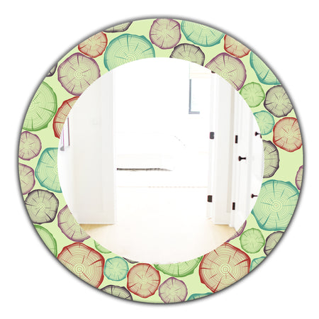 Pattern With Tree Rings - Bohemian and Eclectic Mirror - Oval or Round Wall Mirror