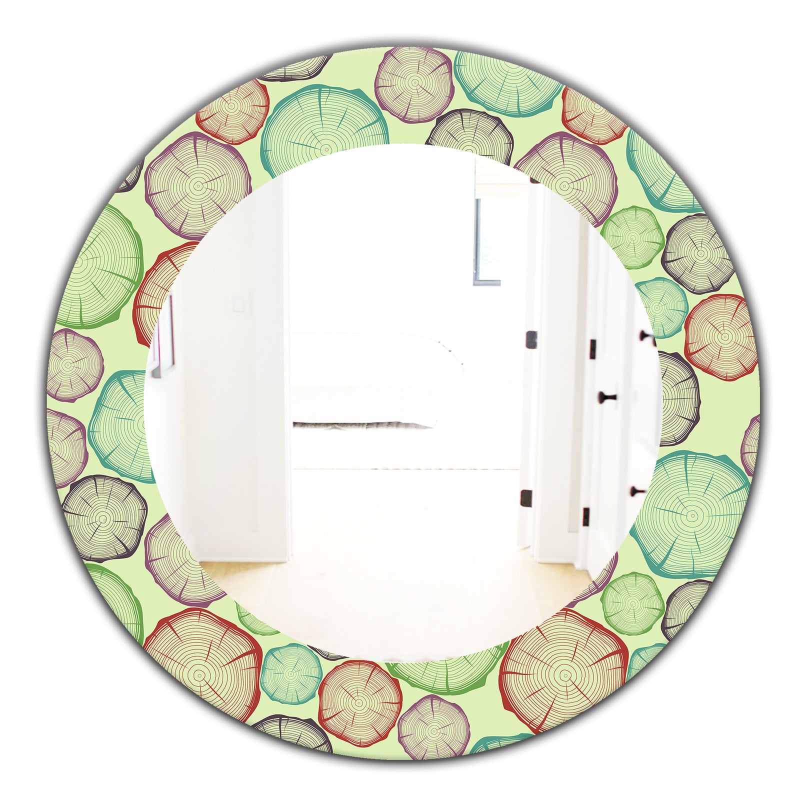 Pattern With Tree Rings - Bohemian and Eclectic Mirror - Oval or Round Wall Mirror