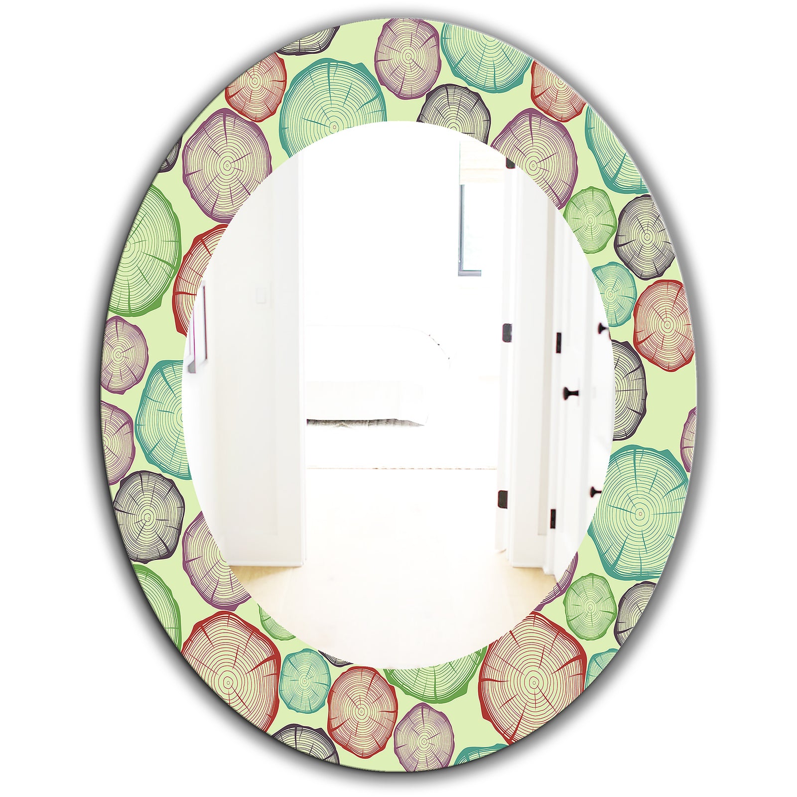 Pattern With Tree Rings - Bohemian and Eclectic Mirror - Oval or Round Wall Mirror