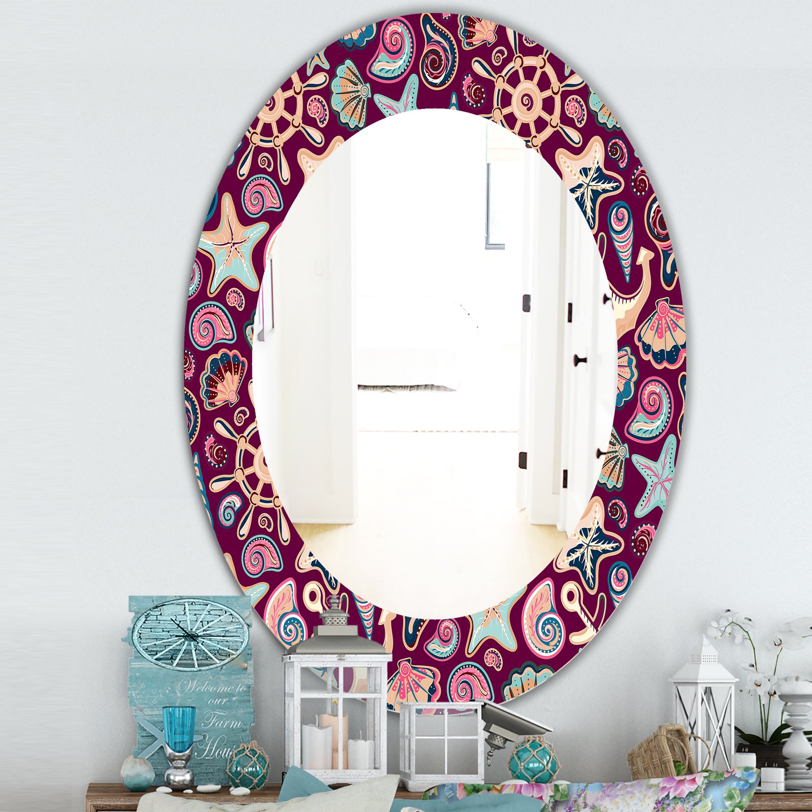 Costal Creatures 13 - Traditional Mirror - Oval or Round Wall Mirror
