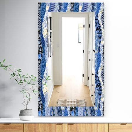 Patchwork Pattern With Roses - Traditional Mirror - Wall Mirror