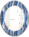 Patchwork Pattern With Roses - Traditional Mirror - Oval or Round Wall Mirror