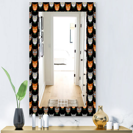 Cute Cats Pattern - Modern Mirror - Vanity Mirror