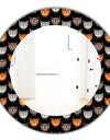 Cute Cats Pattern - Modern Mirror - Oval or Round Wall Mirror