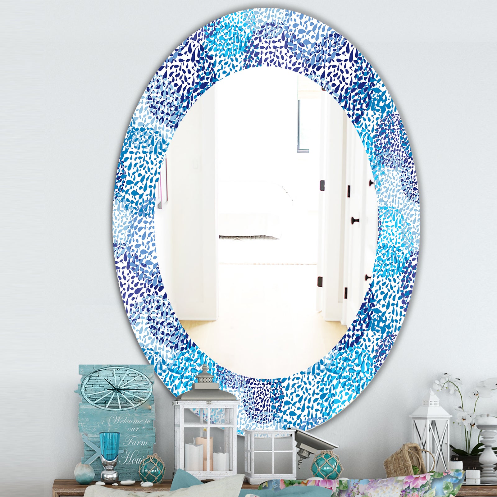 Sea Motif Pattern - Traditional Mirror - Oval or Round Wall Mirror