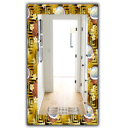 Tropical Pattern With Coconuts and Flowers - Bohemian and Eclectic Mirror - Wall Mirror