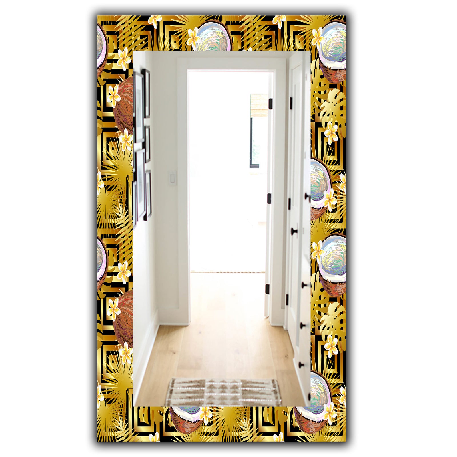 Tropical Pattern With Coconuts and Flowers - Bohemian and Eclectic Mirror - Wall Mirror