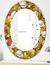 Tropical Pattern With Coconuts and Flowers - Bohemian and Eclectic Mirror - Oval or Round Wall Mirror