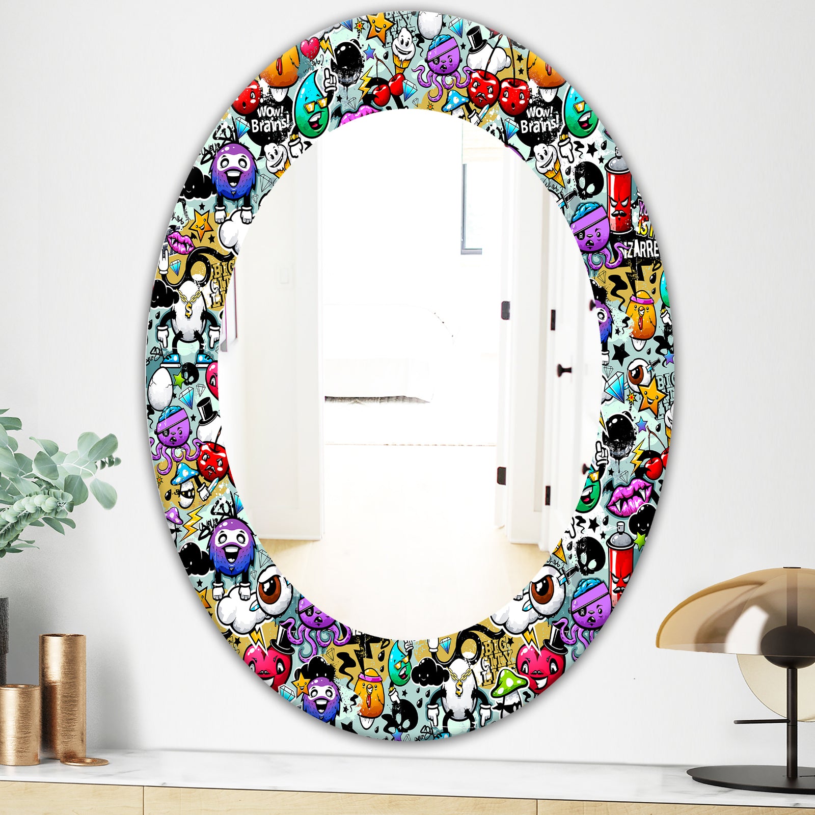 Graffiti Texture - Modern Mirror - Oval or Round Wall Mirror