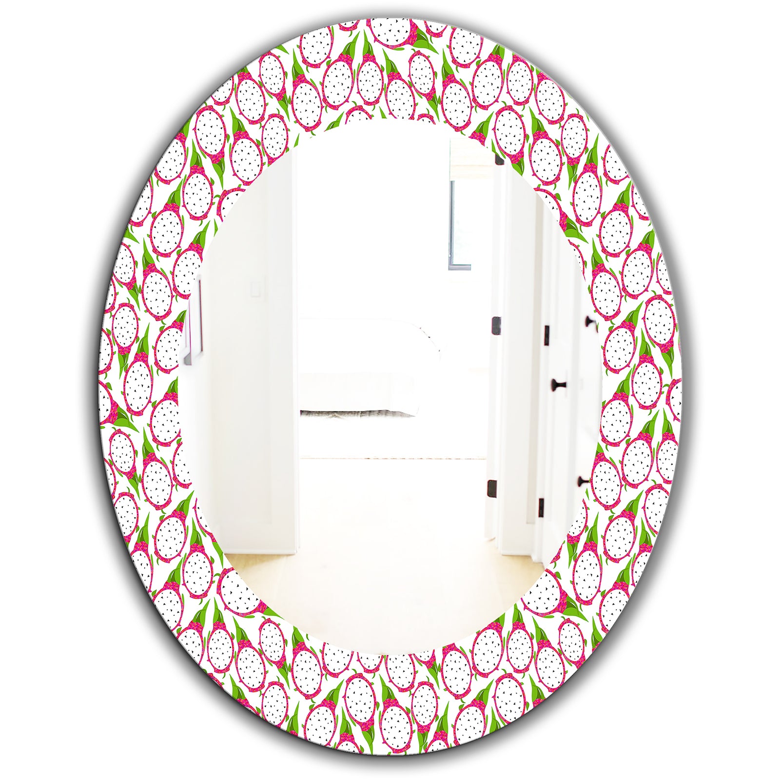 Tropical Pattern I - Bohemian and Eclectic Mirror - Oval or Round Wall Mirror