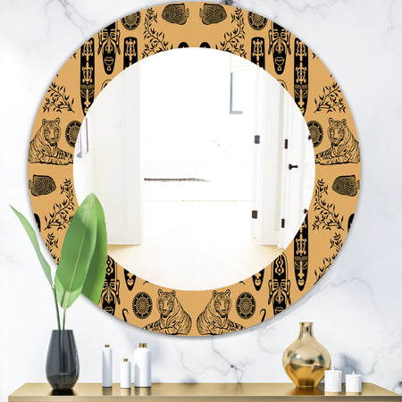 Ethnic Mask - Bohemian and Eclectic Mirror - Oval or Round Wall Mirror