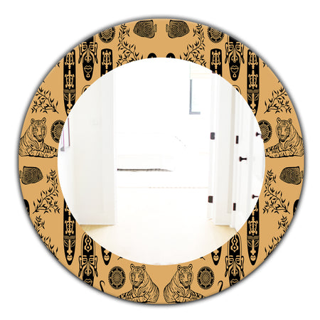 Ethnic Mask - Bohemian and Eclectic Mirror - Oval or Round Wall Mirror