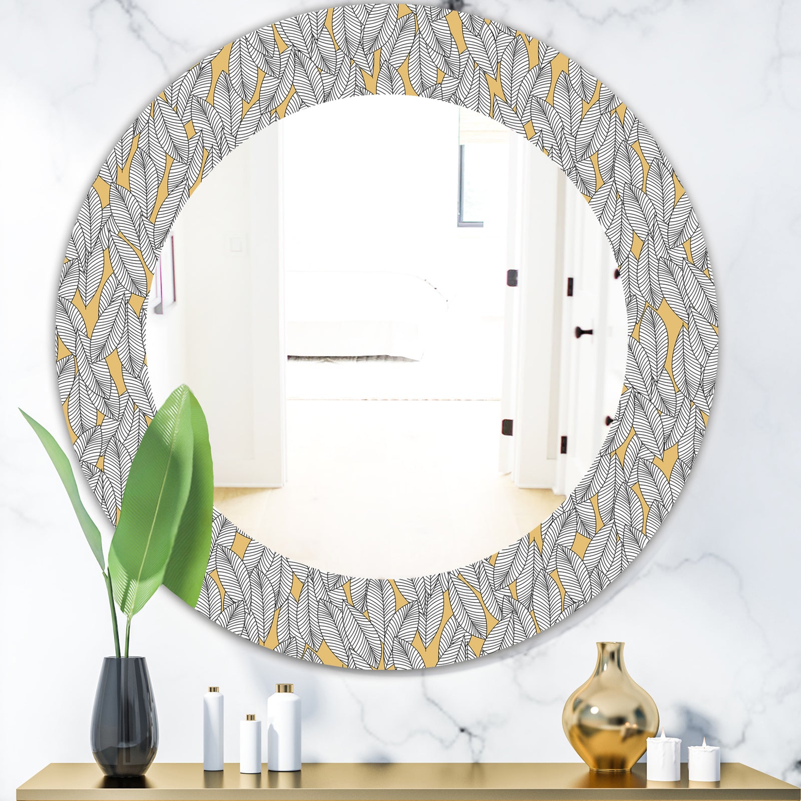 Leaves - Modern Mirror - Oval or Round Wall Mirror