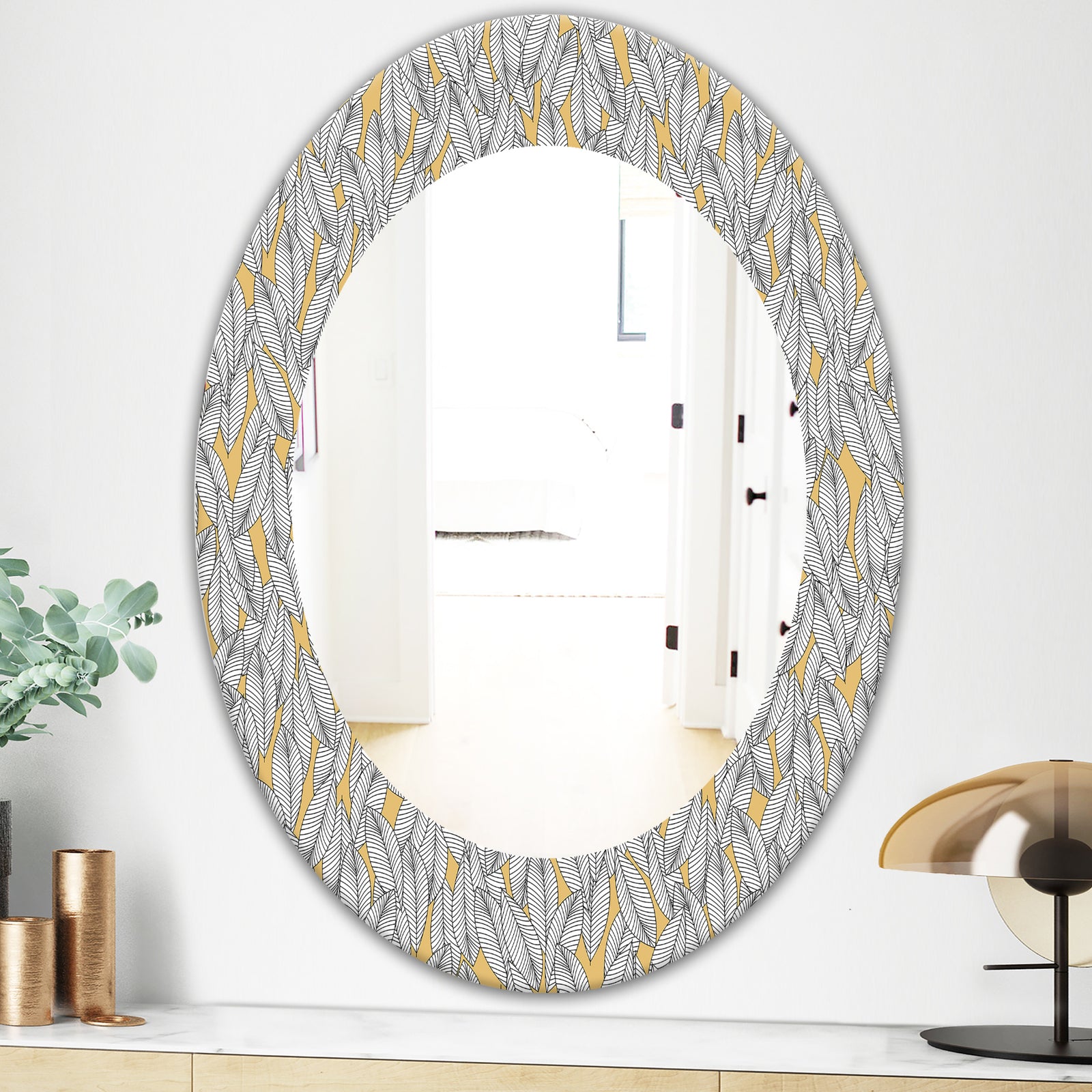Leaves - Modern Mirror - Oval or Round Wall Mirror