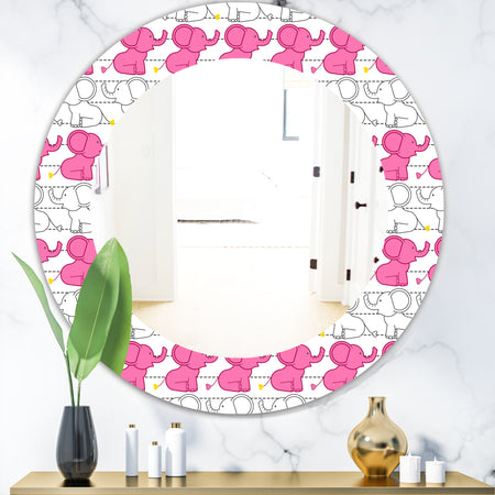 Elephant Kids - Bohemian and Eclectic Mirror - Oval or Round Wall Mirror