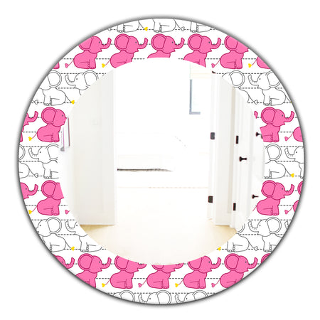 Elephant Kids - Bohemian and Eclectic Mirror - Oval or Round Wall Mirror