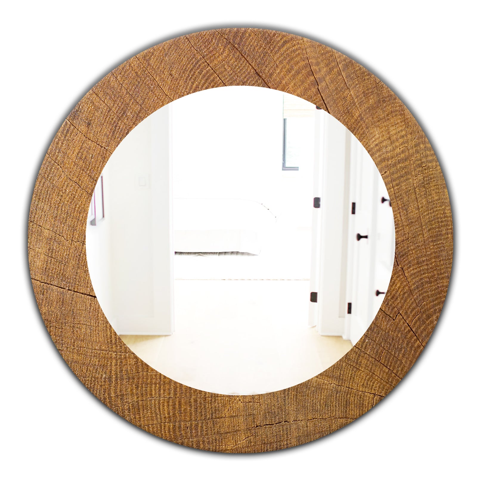 Wood II - Mid-Century Mirror - Oval or Round Wall Mirror
