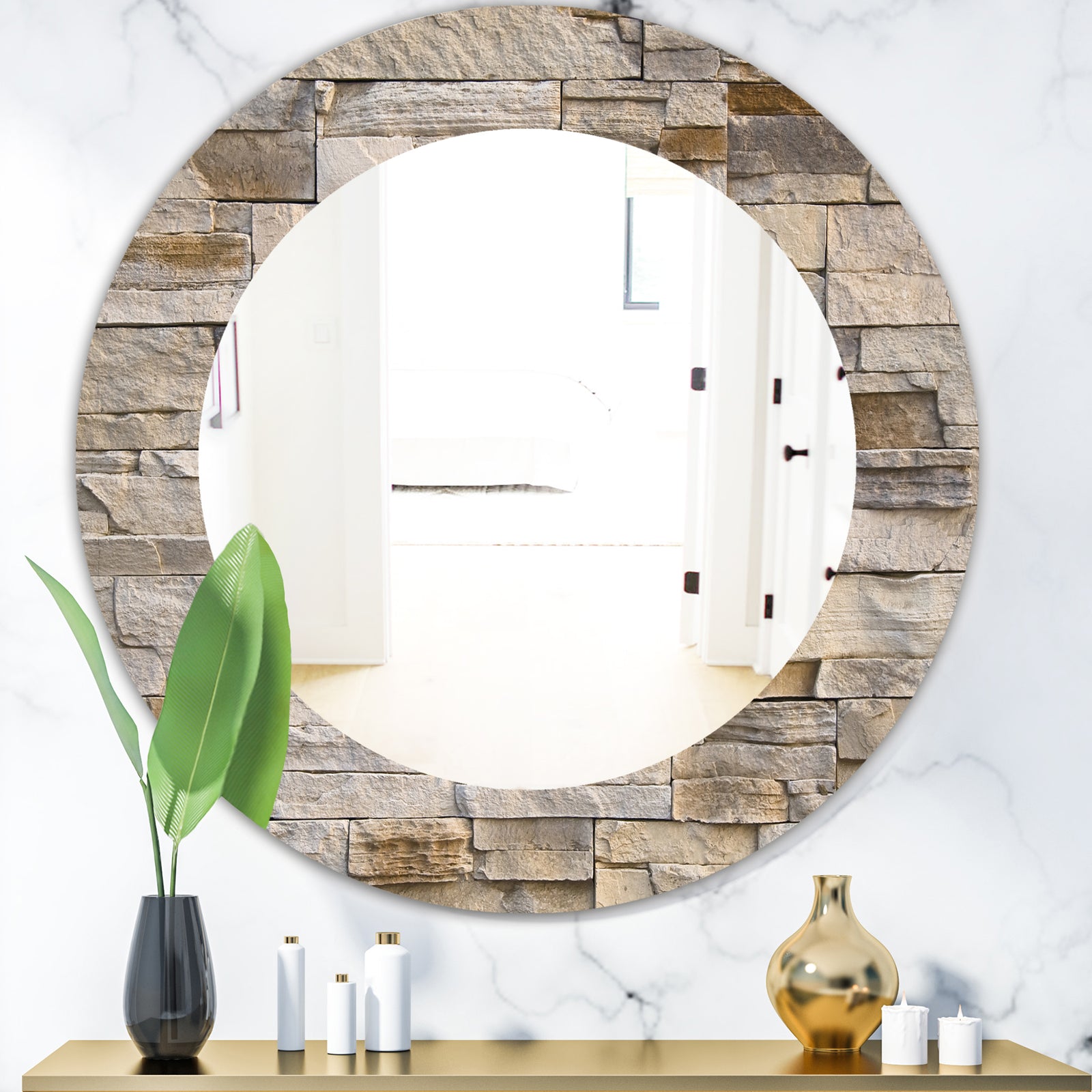 Stone 1 - Modern Mirror - Oval or Round Wall Mirror