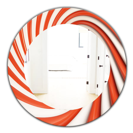 Orange Spiral - Modern Mirror - Oval or Round Wall Mirror