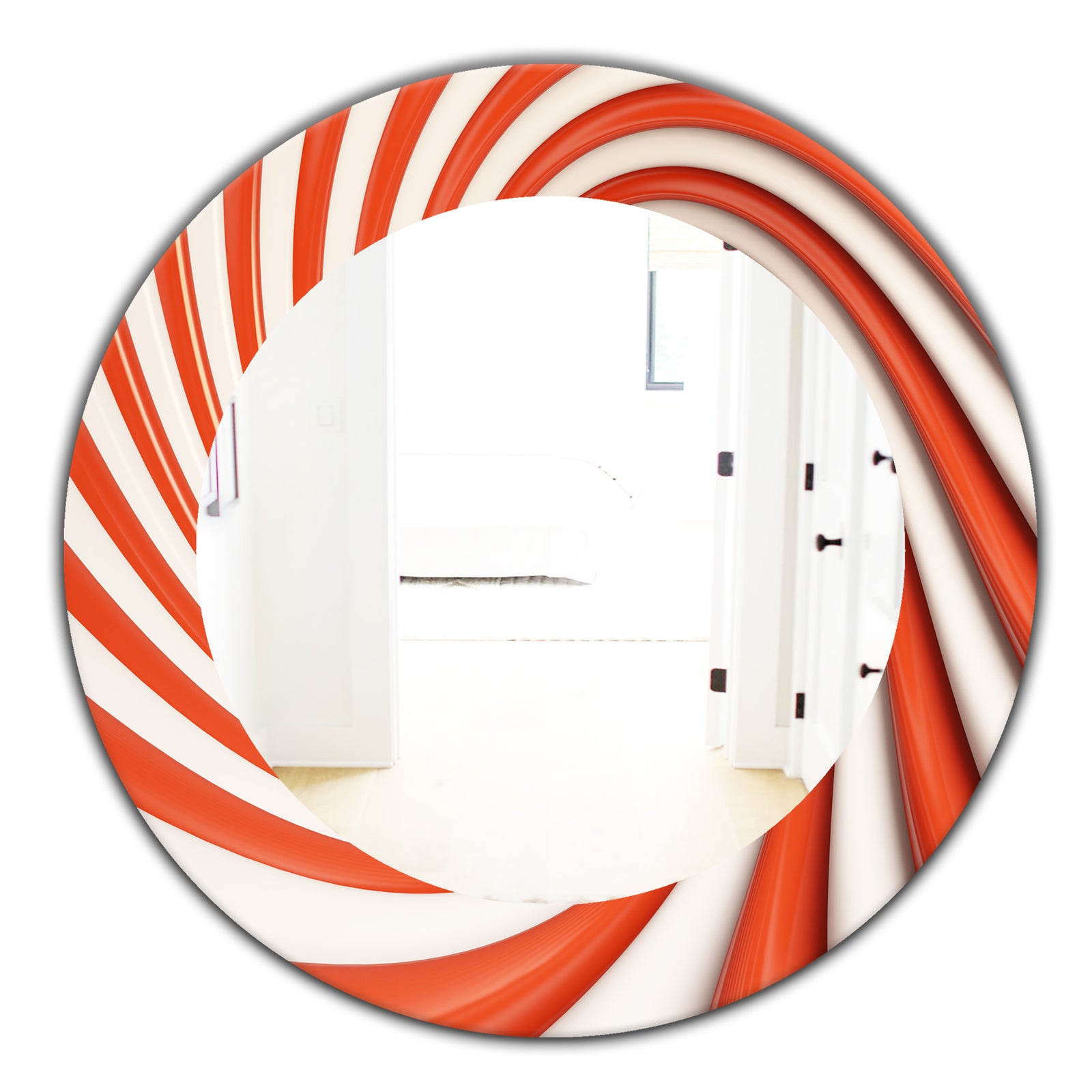Orange Spiral - Modern Mirror - Oval or Round Wall Mirror