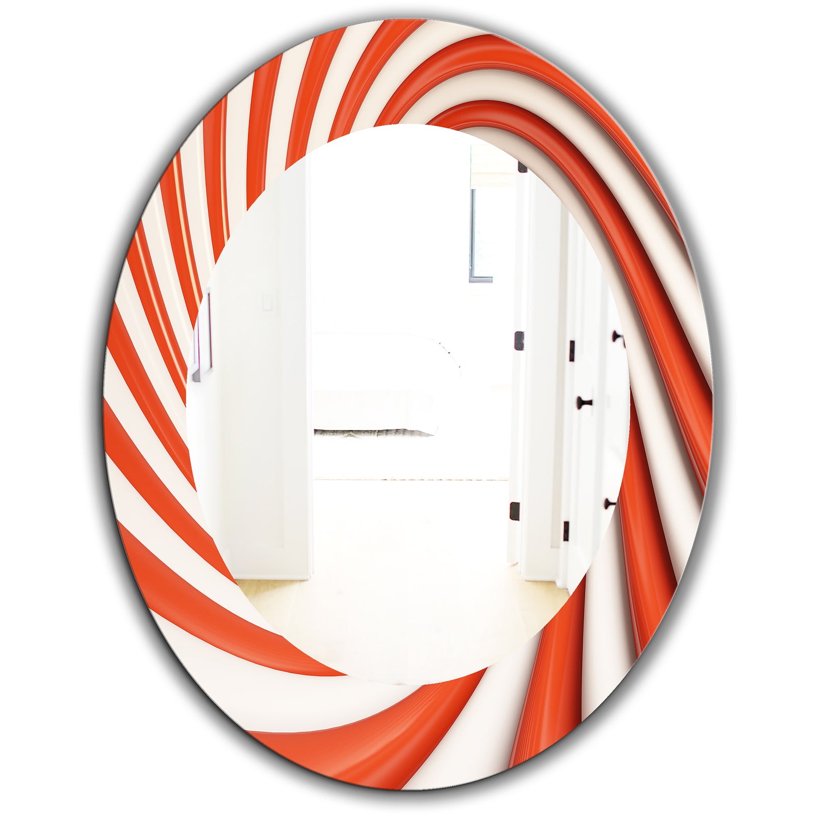 Orange Spiral - Modern Mirror - Oval or Round Wall Mirror