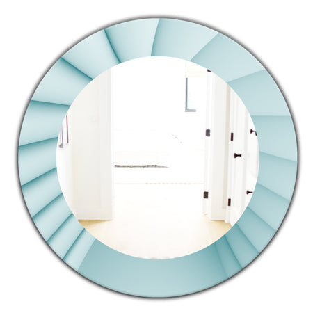 Light Blue Waves 1 - Modern Mirror - Oval or Round Wall Mirror