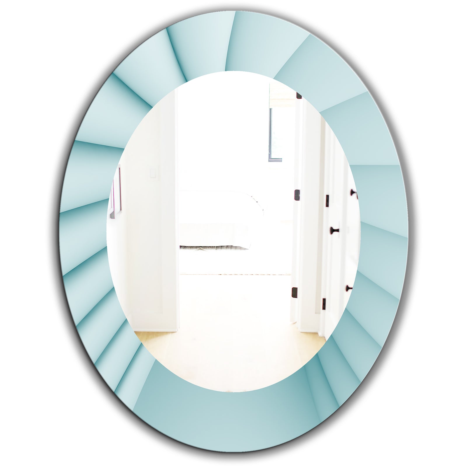 Light Blue Waves 1 - Modern Mirror - Oval or Round Wall Mirror