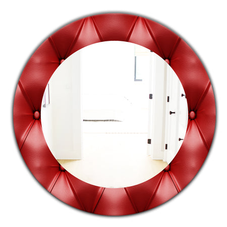 Leather Print III - Modern Mirror - Frameless Oval or Round Wall Mirror