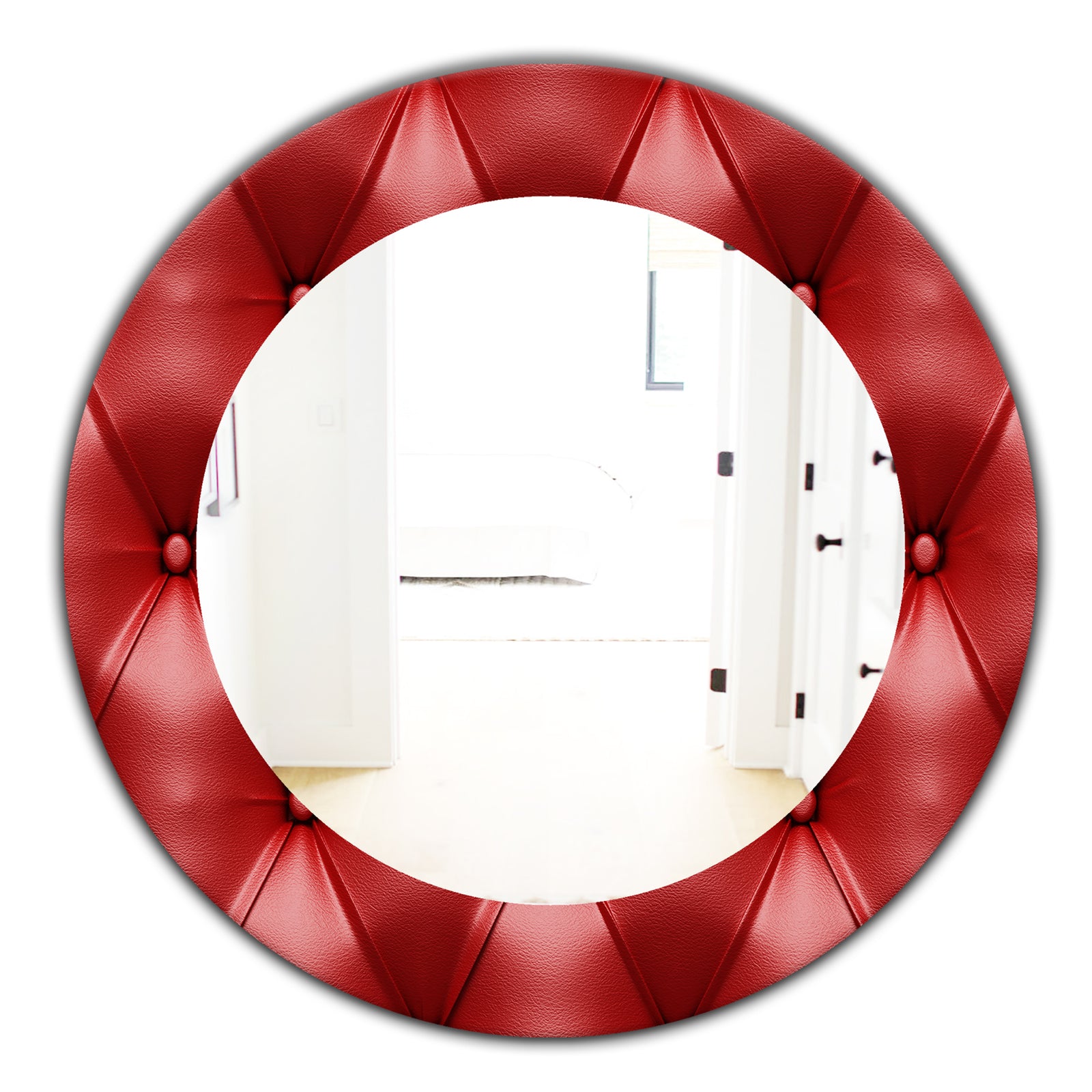Leather Print III - Modern Mirror - Frameless Oval or Round Wall Mirror