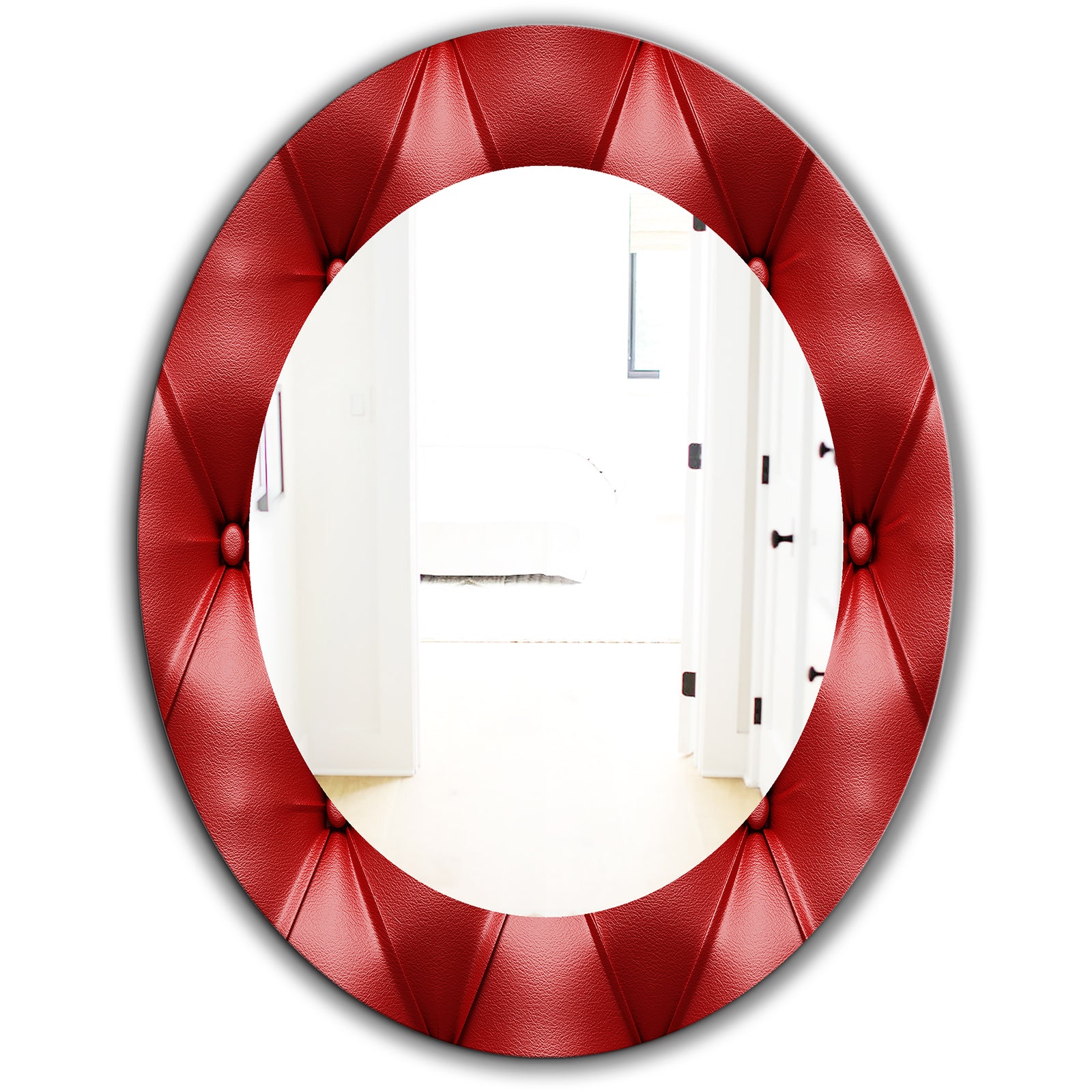 Leather Print III - Modern Mirror - Frameless Oval or Round Wall Mirror