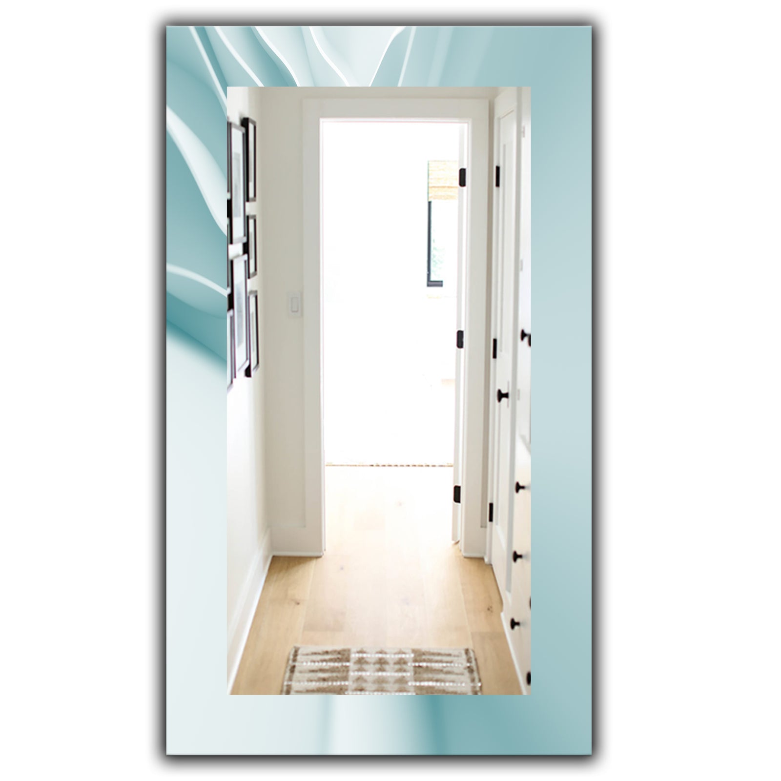 Light Blue Waves 2 - Modern Mirror - Vanity Mirror