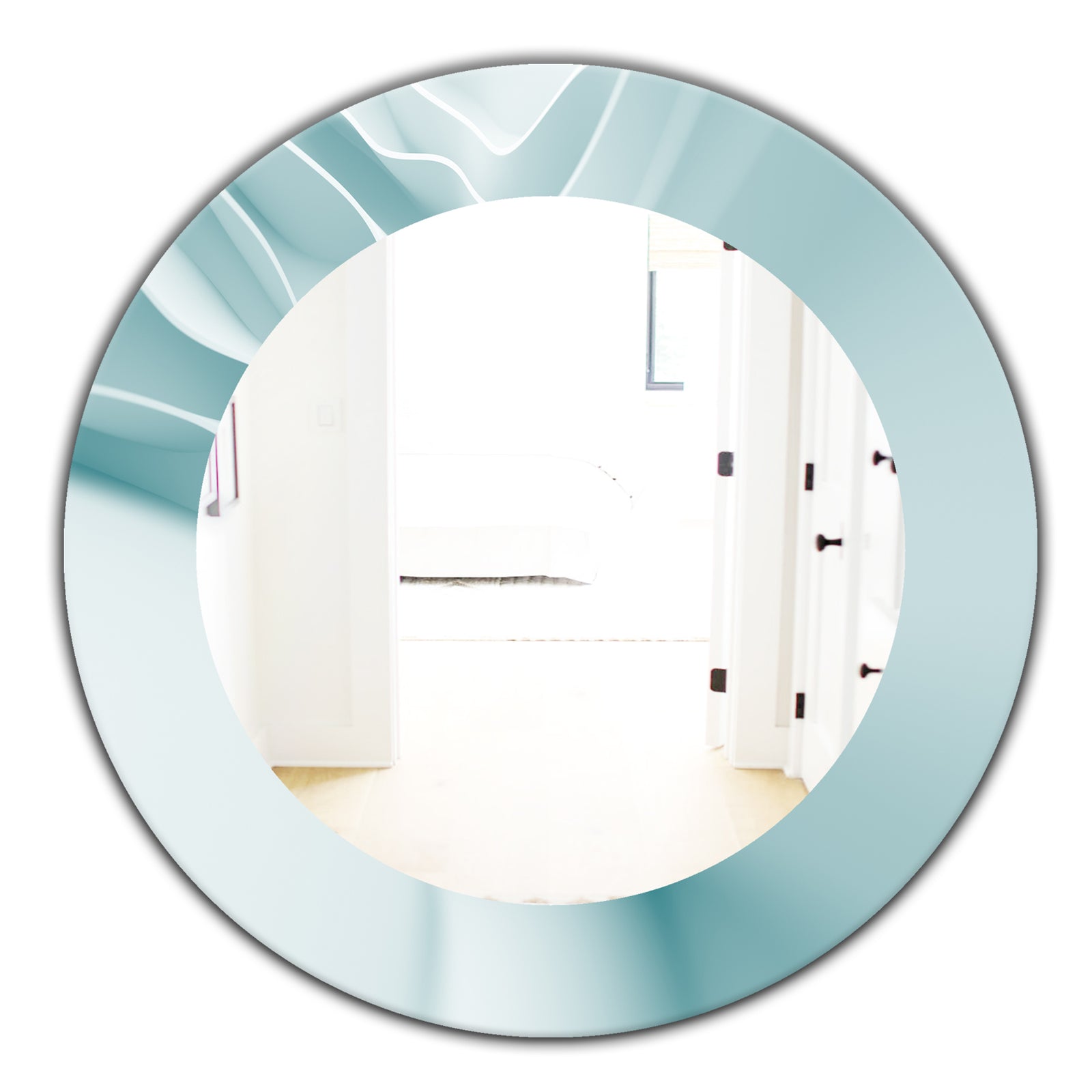 Light Blue Waves 2 - Modern Mirror - Oval or Round Wall Mirror