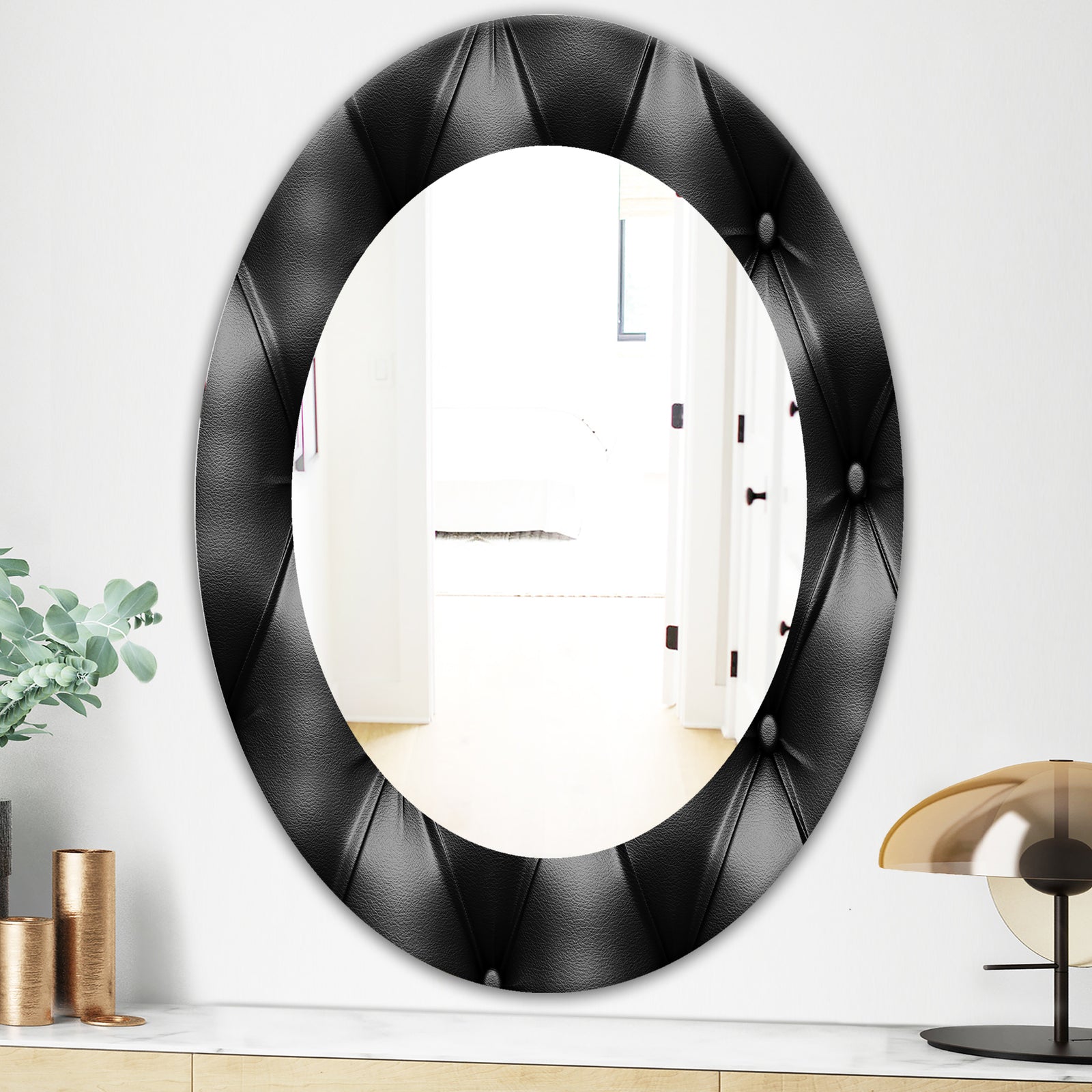 Leather Print IV - Modern Mirror - Oval or Round Wall Mirror