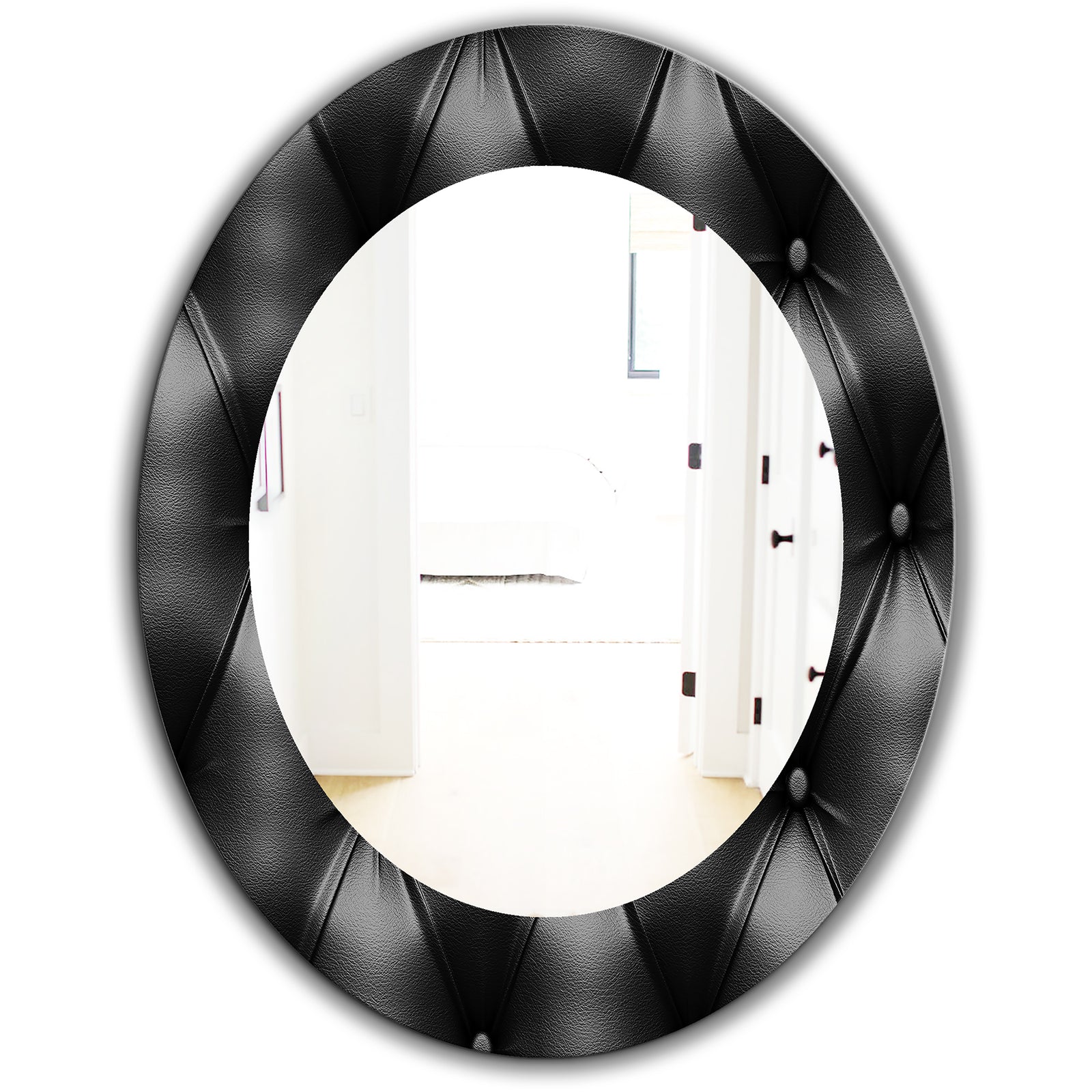 Leather Print IV - Modern Mirror - Oval or Round Wall Mirror
