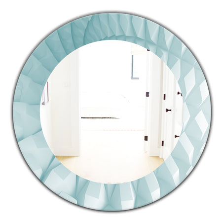 Light Blue Waves 3 - Modern Mirror - Oval or Round Wall Mirror