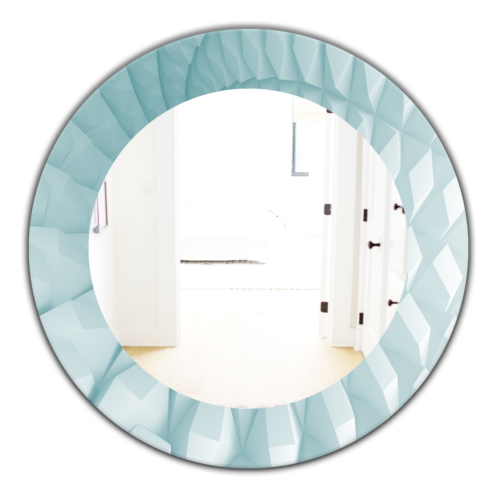 Light Blue Waves 3 - Modern Mirror - Oval or Round Wall Mirror