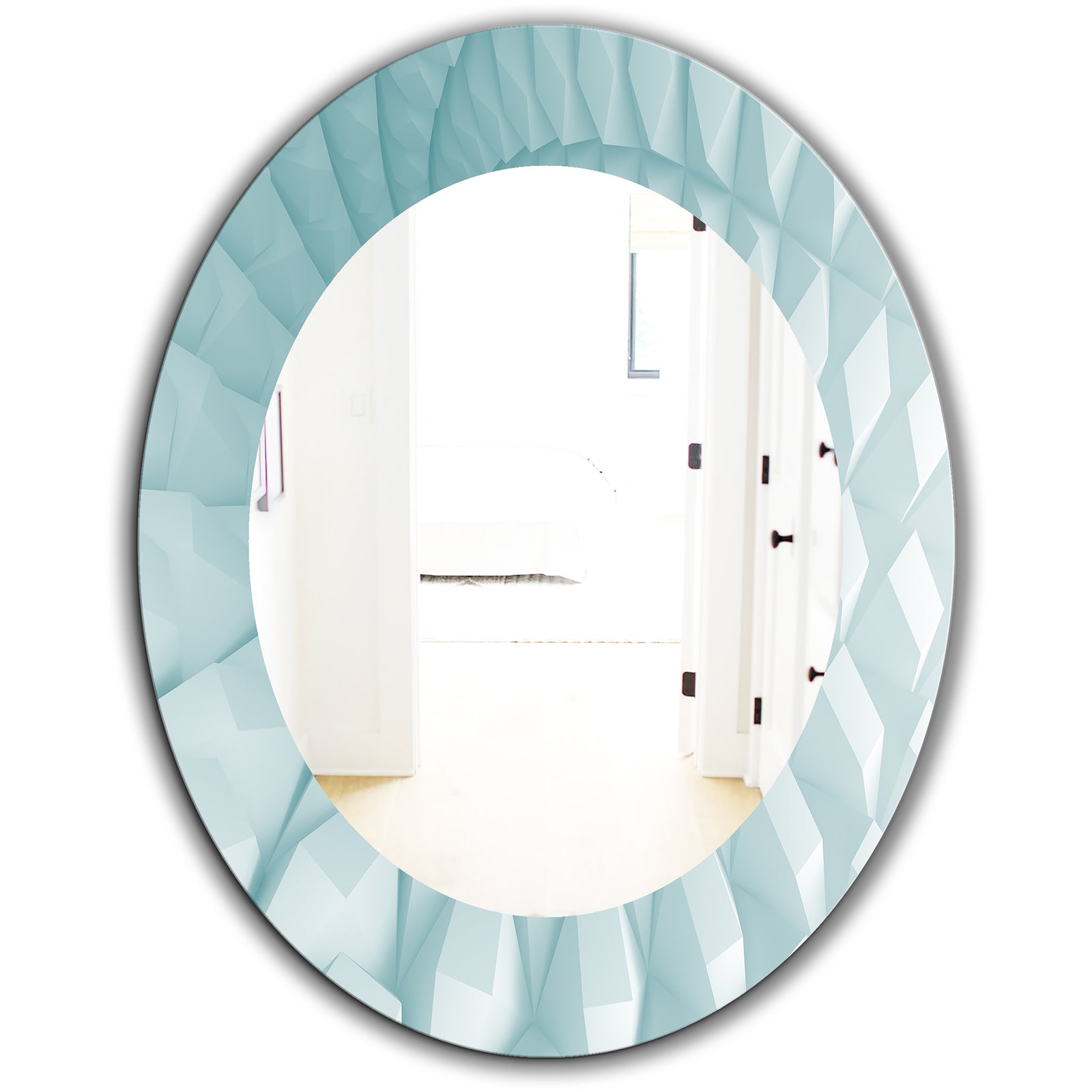 Light Blue Waves 3 - Modern Mirror - Oval or Round Wall Mirror