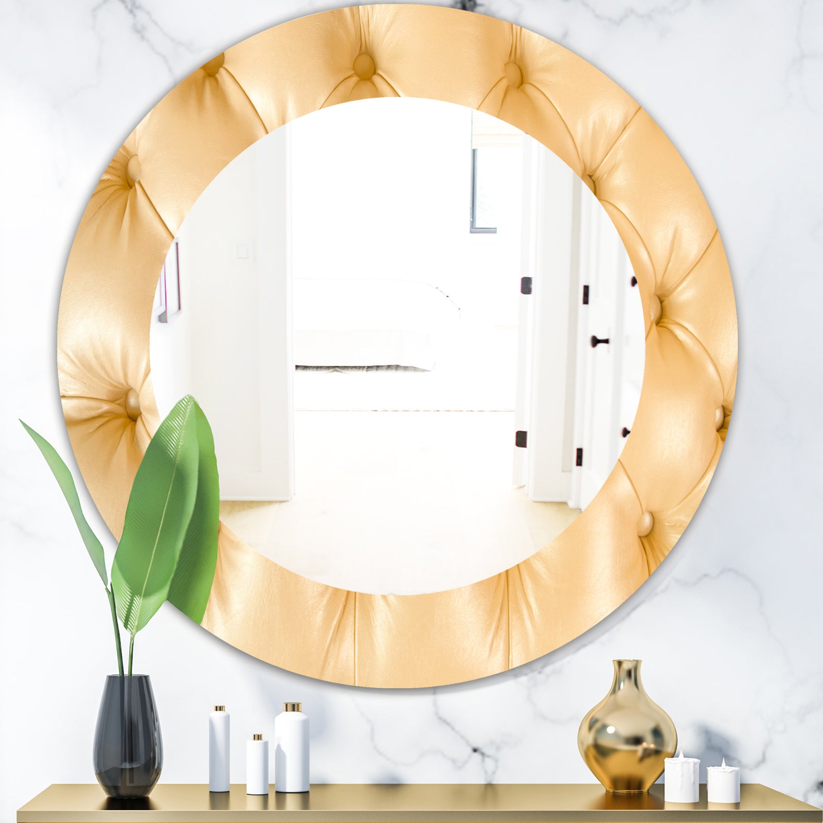 Leather Print - Modern Mirror - Oval or Round Wall Mirror