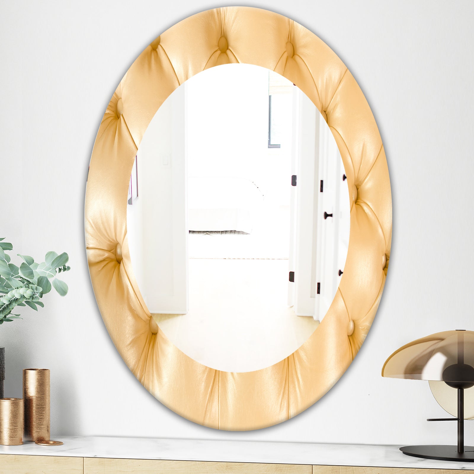 Leather Print - Modern Mirror - Oval or Round Wall Mirror