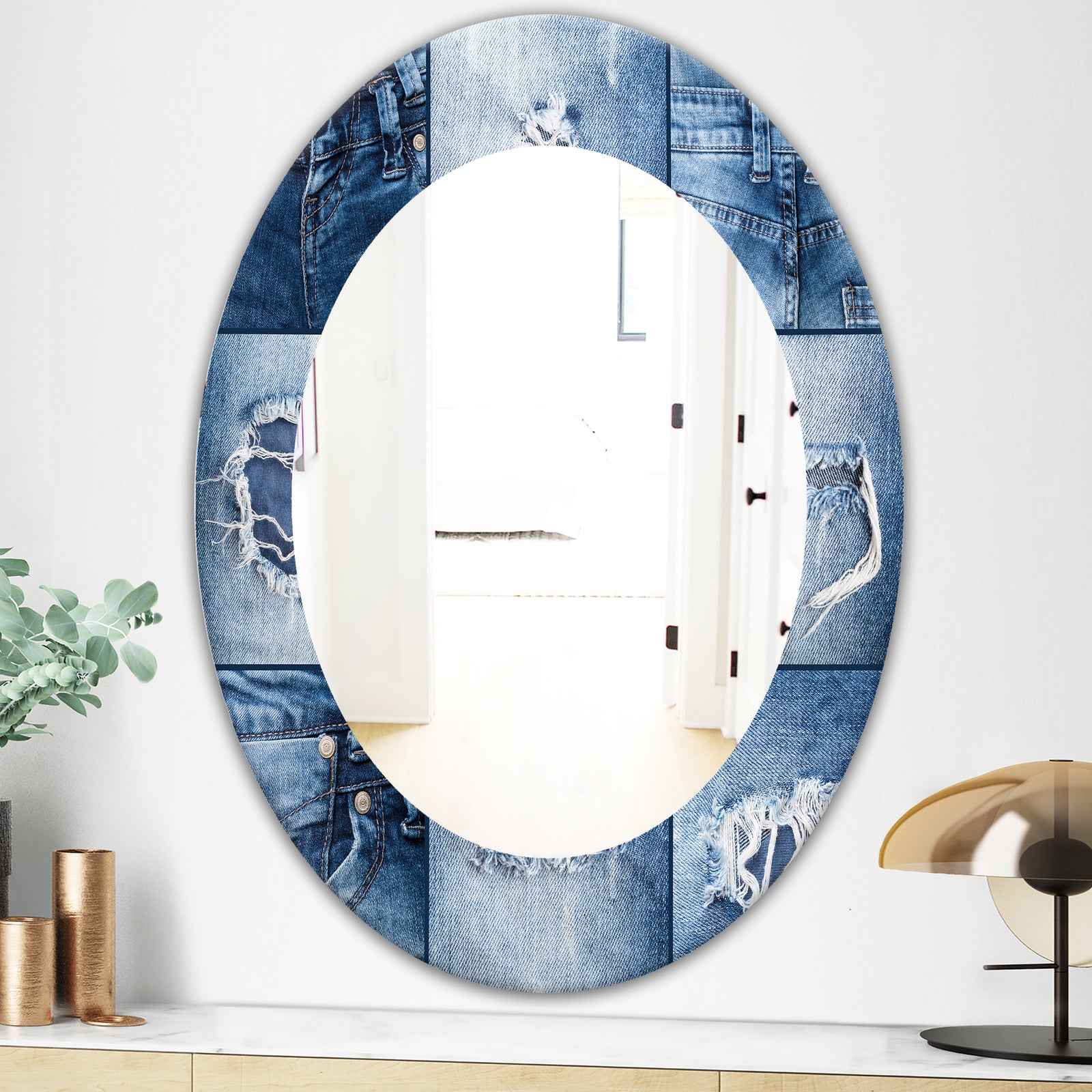 Blue Jeans - Modern Mirror - Oval or Round Wall Mirror