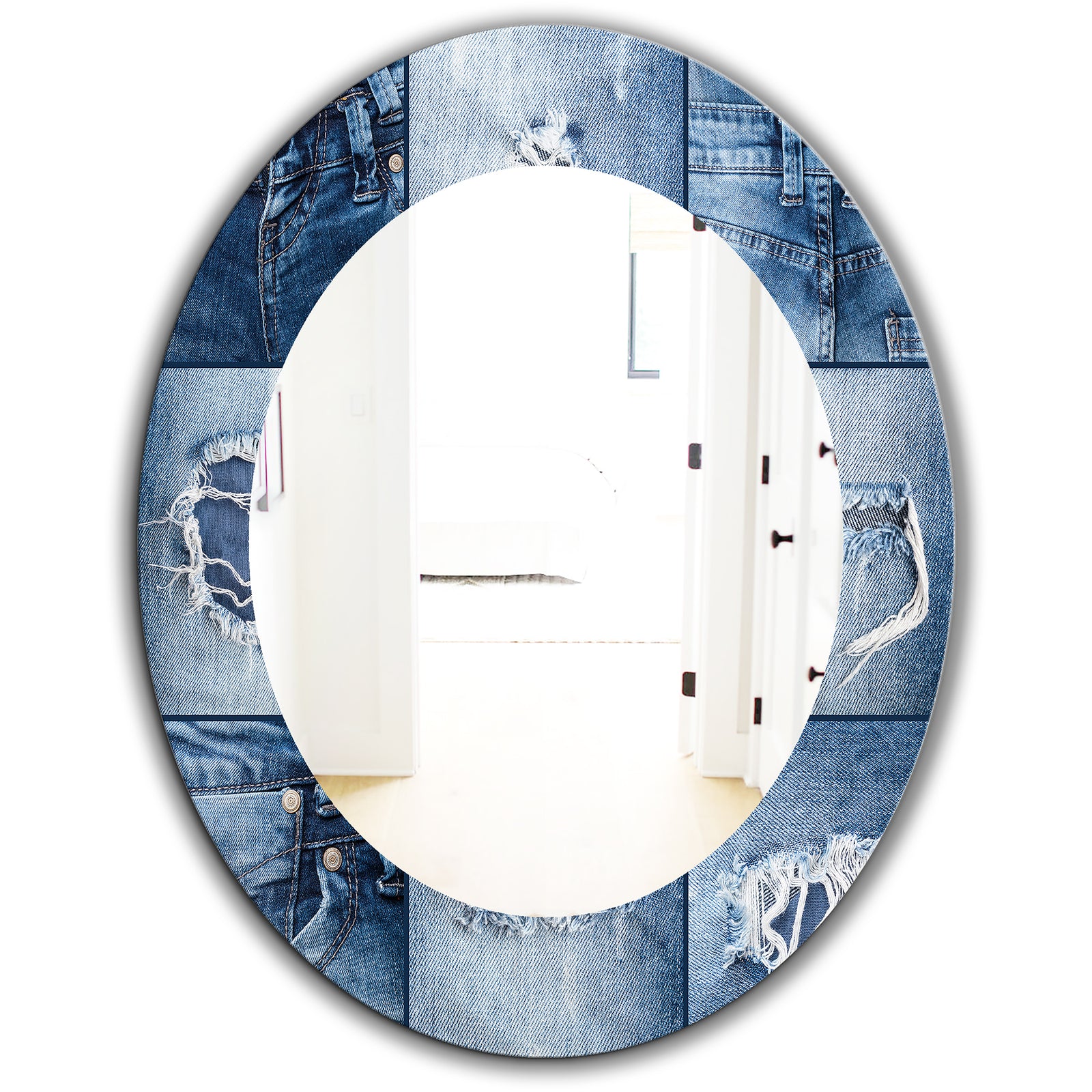 Blue Jeans - Modern Mirror - Oval or Round Wall Mirror