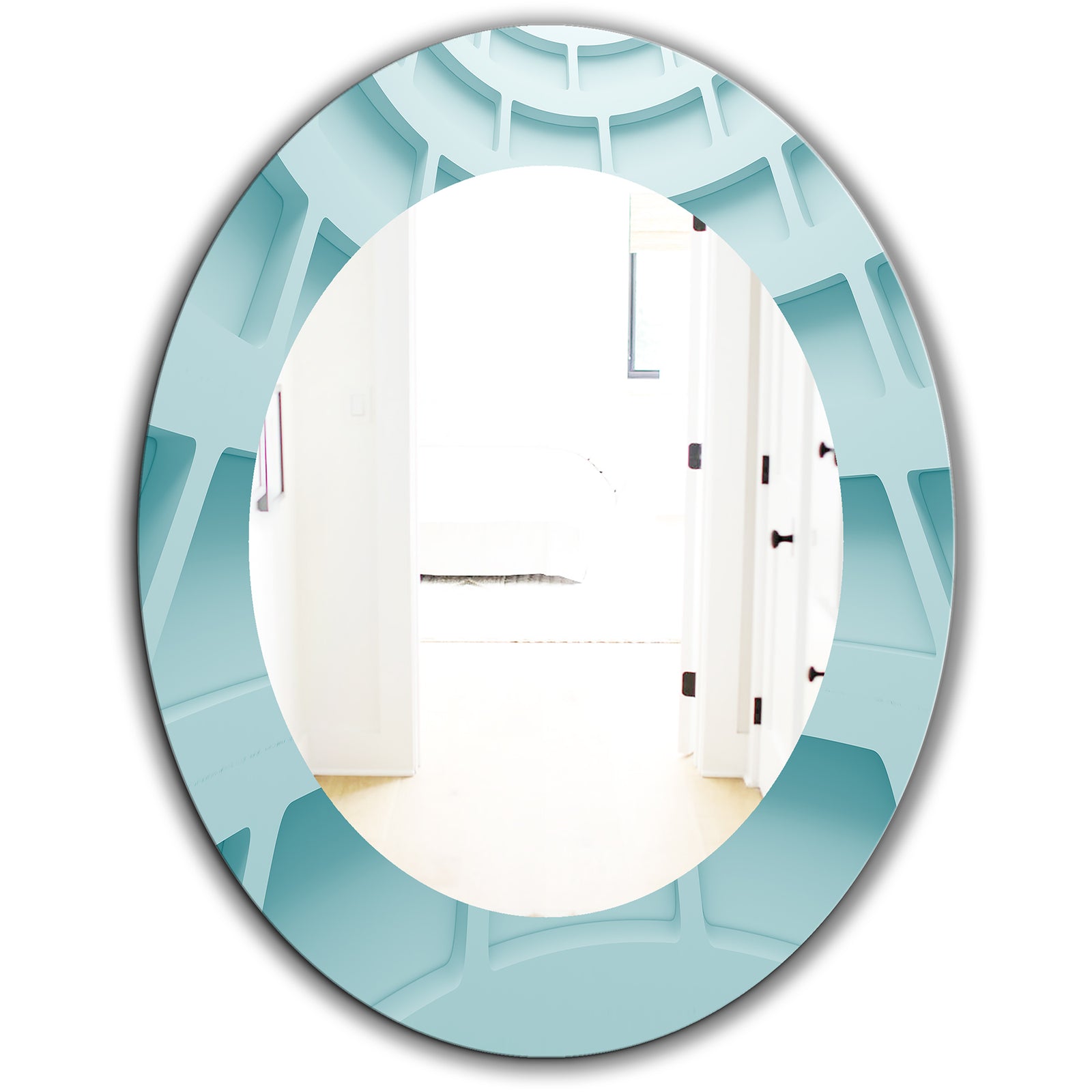 Light Blue Waves 4 - Modern Mirror - Oval or Round Wall Mirror